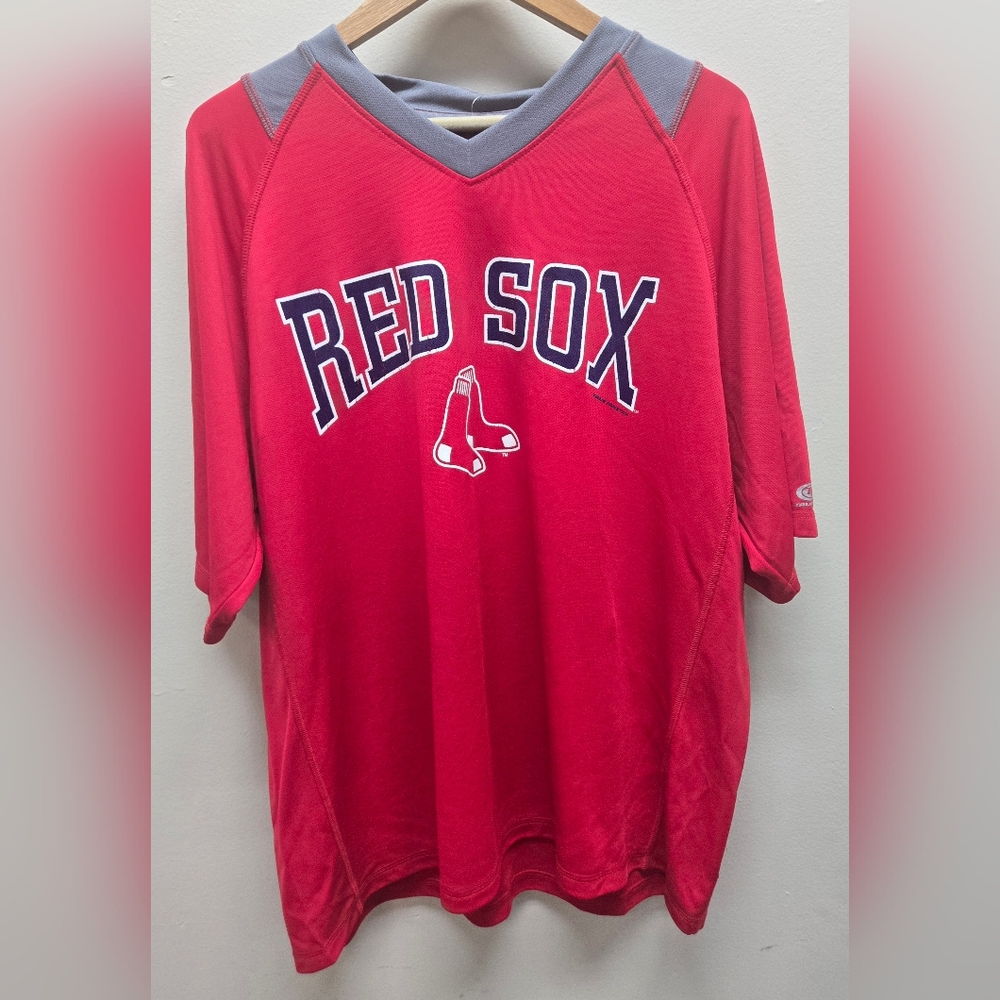 True Fan Boston Red Sox MLB V Neck Athletic Shirt Men Size 2XL